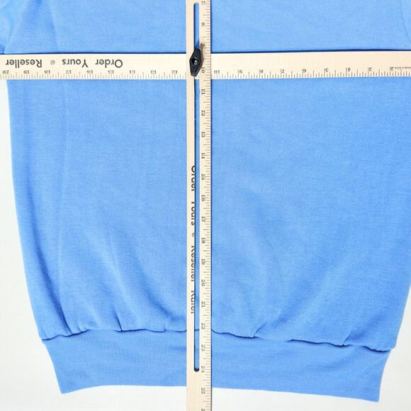 Vintage 70s Montgomery Ward Light Blue V-Neck Acrylic Sweatshirt USA Men L - Picture 6 of 6